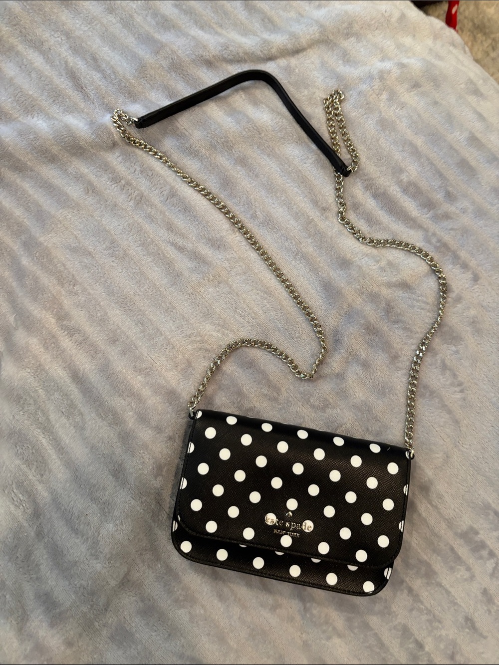 kate spade Black and White Polka Dot Chain Crossbody Bag